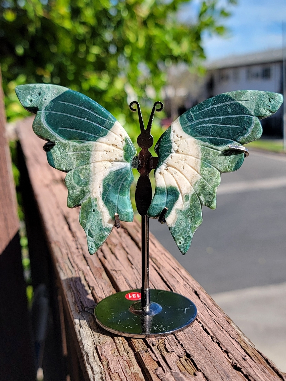 (A) NEW 5" x 4.5" UNICORN JASPER WINGS ON STAND